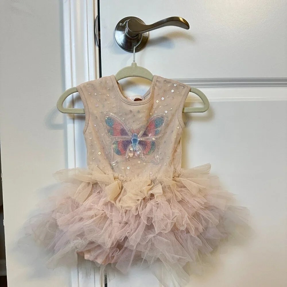 TUTU DU MONDE Bebe Infant Bloom Butterfly Tutu Dress in Nougat Mix Size 0-3 Mos